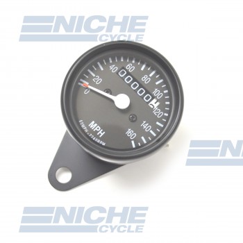 Mini Speedo 2240=60MPH Trip/Clamp Black 58-43670B