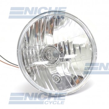 7" Headlight Light Unit - Crystal Clear 60w/55w H4 w/ Pilot Light ECE J703F-H-E