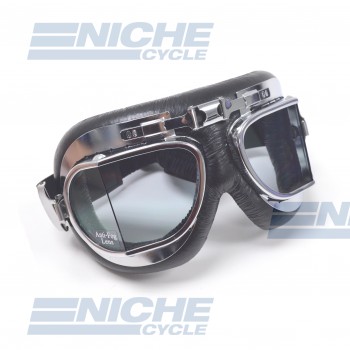 Classic Pilot Style Split Lens Vinyl Goggles - Chrome 76-50101
