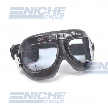 Classic Pilot Style Split Lens Vinyl Goggles - Black 76-50100