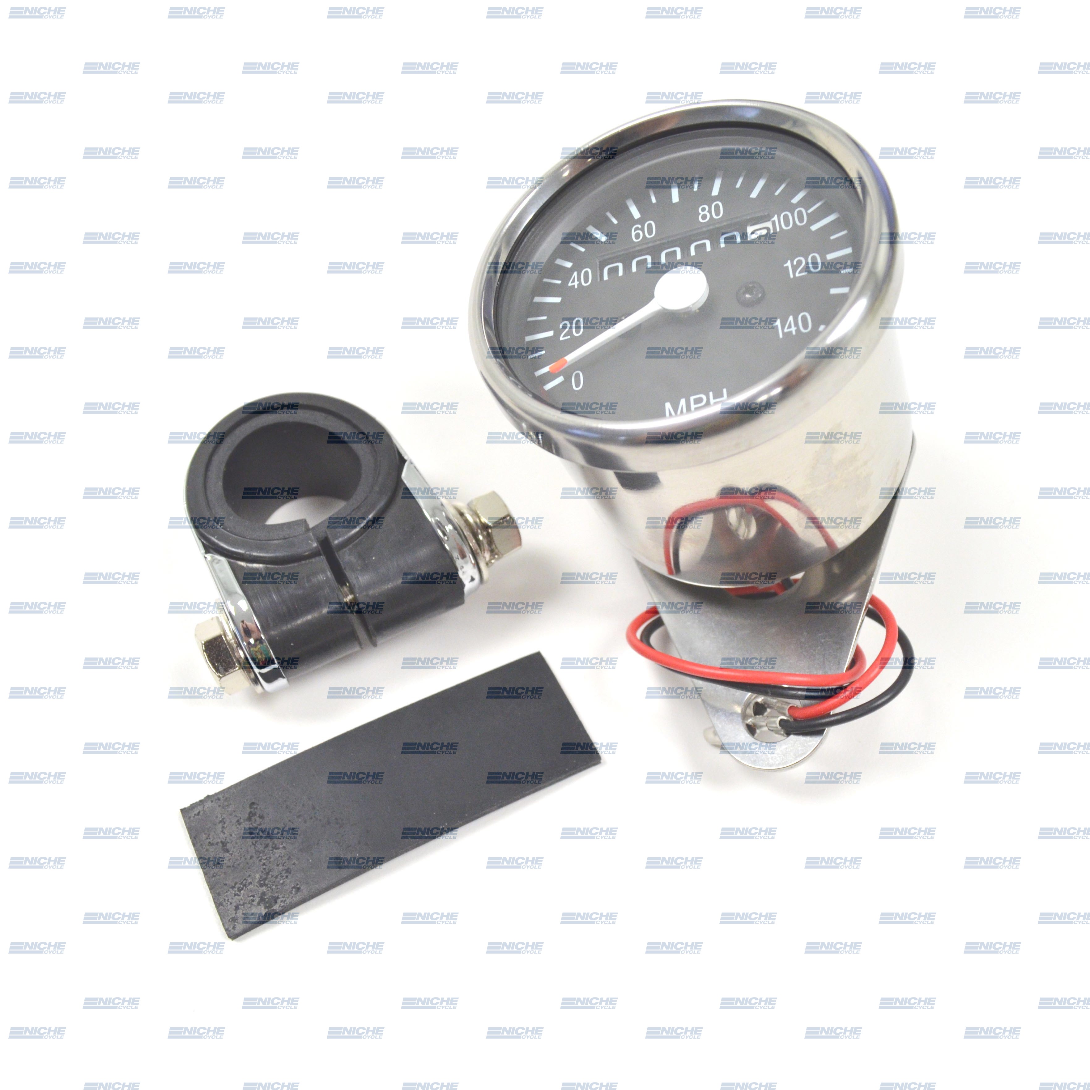 Mini Speedometer Gauge w/Bar Clamp 140 MPH - 1:1 Ratio 58-43671