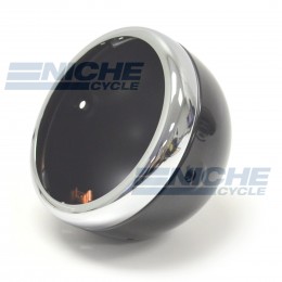 Lucas-Style Headlamp Headlight Shell Rim Chrome/Black 5-3/4" Side Mount 66-65074
