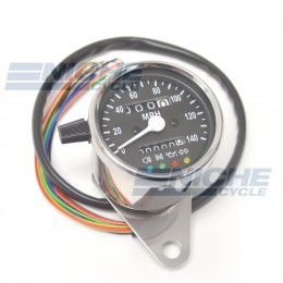 Mini Speedometer Gauge 140 MPH Dummy Lights - 2:1 Ratio 58-43691
