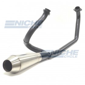 Yamaha Virago 750/920 Black Exhaust System with 12" Stainless Steel Reverse Cone High Performance Muffler