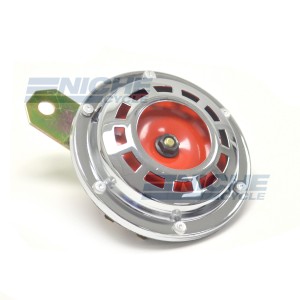 Horn- Chrome/Red 93mm 12 Volt 86-18082