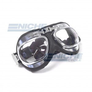 Roadhawk One-Piece Leather Goggles - Chrome 76-50142