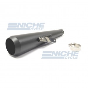 13 Big Mouth Reverse Cone Stainless Steel Muffler Megaphone Black 1.75 Inlet ID by Niche Cycle Supply 