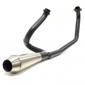 Yamaha Virago 750/920 Black Exhaust System with 12" Stainless Steel Reverse Cone High Performance Muffler