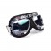 Classic Pilot Style Split Lens Leather Goggles - Chrome 76-50122