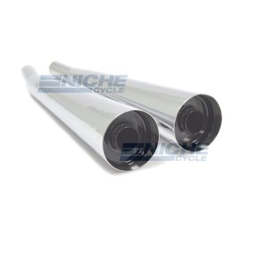 MAC Universal 1.375" Kick-Up Exhaust Mufflers 009-0413 Megaphone Chrome 1-3/8" 009-0413 