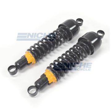 Vintage Japanese Style Rear Shock Set, Eye to Eye Mounting - Black, Yellow 17-055BY 