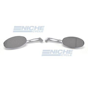 Billet Oval Mirror Set For Metric Cruisers - Long Stem 20-26307 