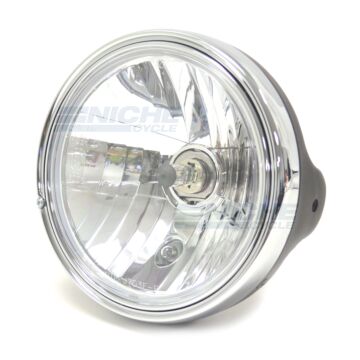 7.5" Side Mount Black/Chrome Headlight - E-Mark 66-64298B 