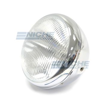 Lucas-Style Headlight Assembly with Switch & Warning Light Holes 66-65063L 