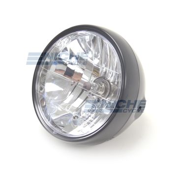 7.5" ECE Approved Side Mount Black Headlight - Crystal Clear Lens with H4 Bulb and Pilot Light 66-65191B 