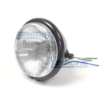 Bates Style 5.75" Saint Black Side Mount Headlight with Blue Dot Beam Indicator 66-84101S 