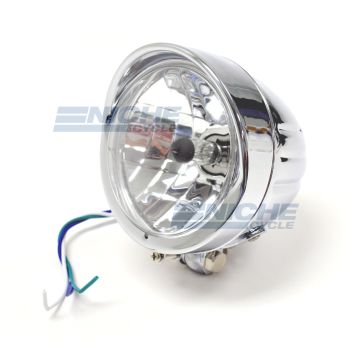 Headlight 4.5" Buffalo Hood w/H4 Chr B/M 66-84194 