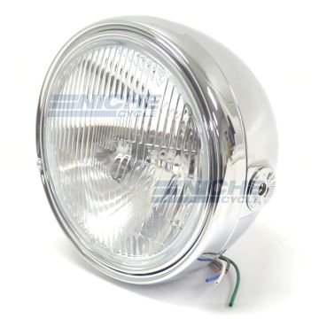 7.5" Side Mount Complete Headlight Assembly Chrome ECE 6J8-H-E/C 