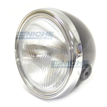 7.5" Side Mount Complete Headlight Assembly Black/Chrome DOT 6J8-H/B 