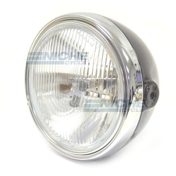 7.5" Side Mount Complete Headlight Assembly Black/Chrome ECE 6J8-H-E/B 