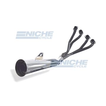 Honda Nighthawk 700 S 4-Into-1 Black,Chrome Canister Exhaust System 801-3001 