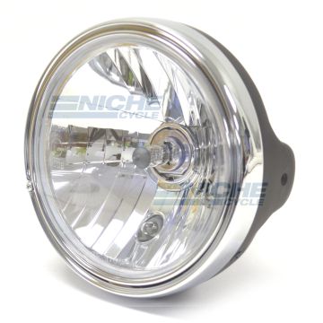 7.5" Side Mount Complete Headlight Assembly Black/Chrome ECE 8K7-H-E/B 