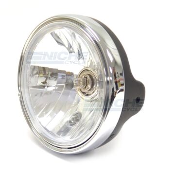 7.5" Side Mount Complete Headlight Assembly Black/Chrome ECE 8K7F-H-E/C 