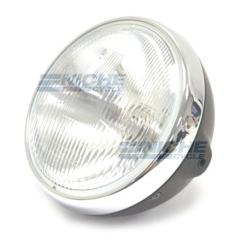7" Headlight w/Sealed Beam Flat Blk/Chr 66-64362D 