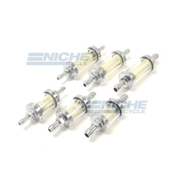 Universal Chrome Glass Fuel Filter w/ Washable Mesh Filter GLASS-FUEL-FILTERS 