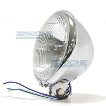 Bates Style 5.75" Chrome Bottom Mount Headlight with Blue Dot Beam Indicator 66-84151 