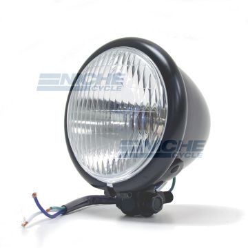 Bates Style 4.5" Black Bottom Mount Headlight with Blue Dot Beam Indicator 66-84121B 