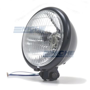 Bates Style 5.75" Black Bottom Mount Headlight with Blue Dot Beam Indicator 66-84151B 