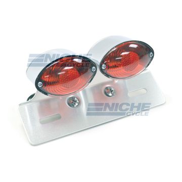 Dual Small Cateye Brake Light with License Plate Bracket 62-21602 