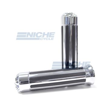 Grip Set - Billet Series Skull Caps 7/8"x150mm - Chrome 42-90862 