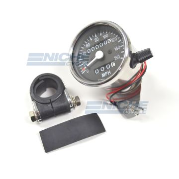 Mini Speedometer Gauge w/Bar Clamp 160 MPH - 2.1:1 Ratio 58-43667 