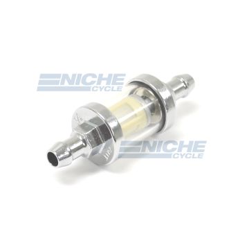 Universal Chrome Glass Fuel Filter w/ Washable Mesh Filter 5/16" A-FF003516 