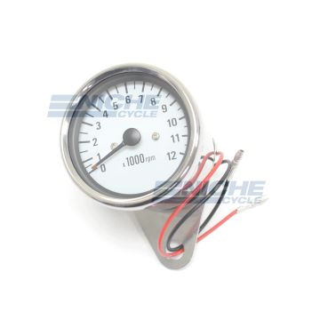 Polished 2.5" Mini Tachometers - White Face 58-4369XA 