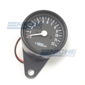 Black 2.5" Mini Tachometers with Handlebar Clamp 58-4367XB